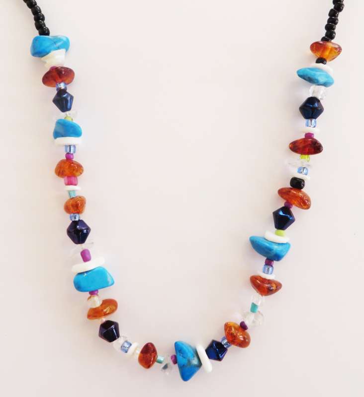Blue and Amber Necklace 