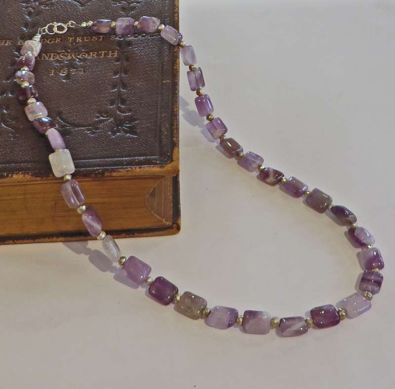 Amethyst and Silver Coated Pyrite Necklace