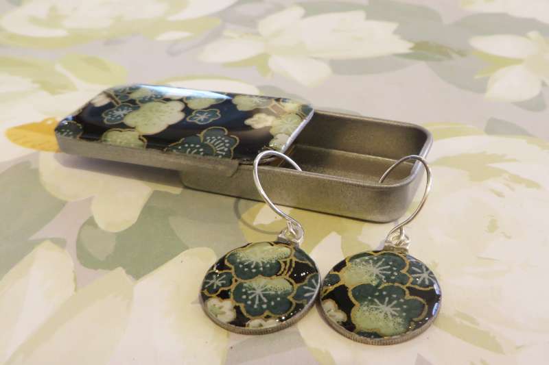 Sixpence Drop Earrings and matching Tin