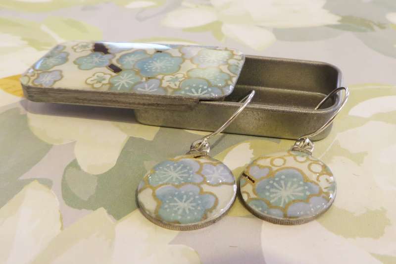 Sixpence Drop Earrings and matching Tin