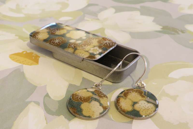 Sixpence Drop Earrings and matching Tin