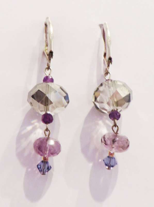 Amethyst and Swarovski crystal drop earrings