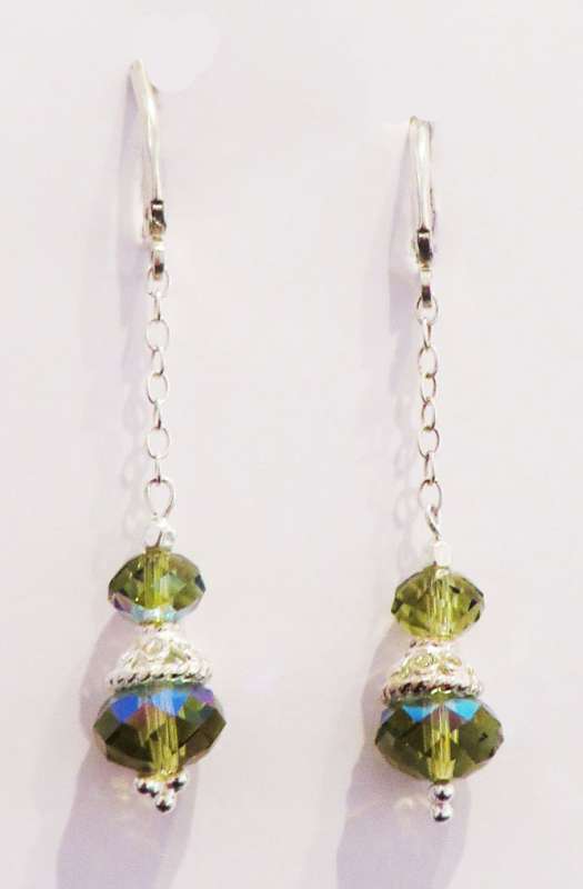 Green Swarovski crystal drop earrings