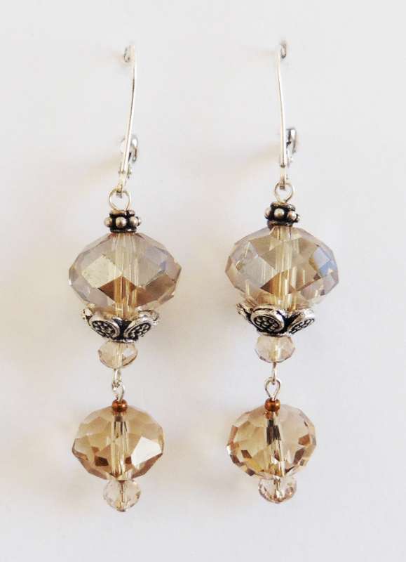 Smoky topaz and Chinese crystal drop earrings