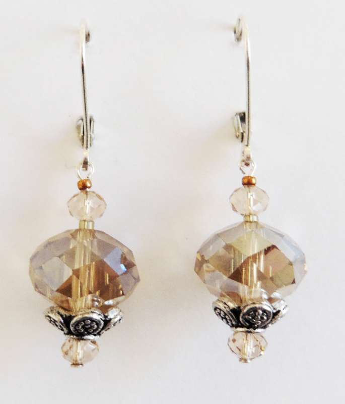 Smoky topaz and Chinese crystal drop earrings