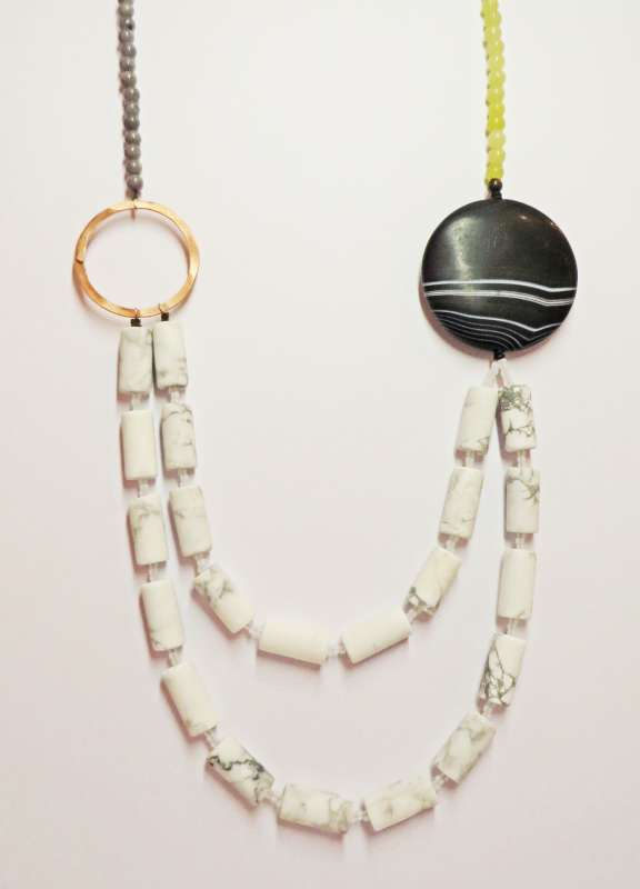 Black stripe agate and howlite necklace