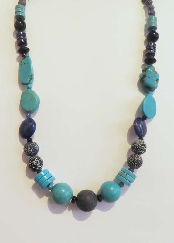 Turquoise and blue mixed stone necklace