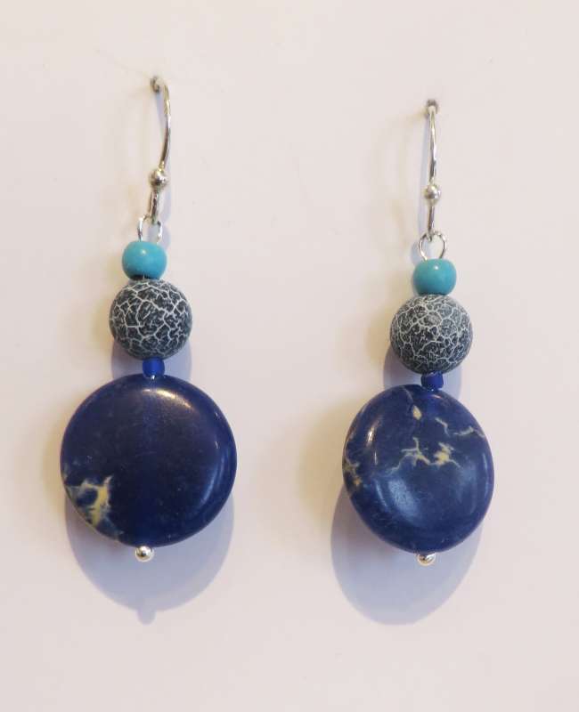 Lapis and blue mixed stone earrings
