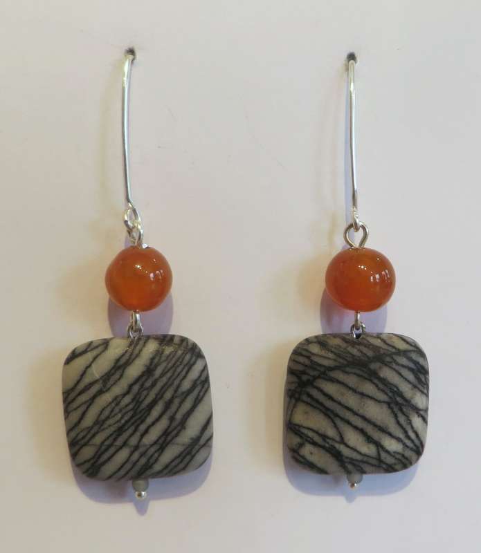 Grey Picasso stone earrings