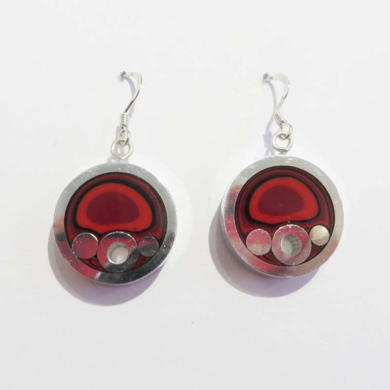 Round Cranberry Earrings