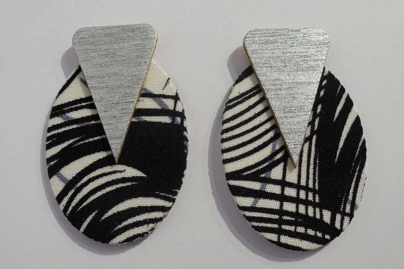 Black and White Ellipse Earrings