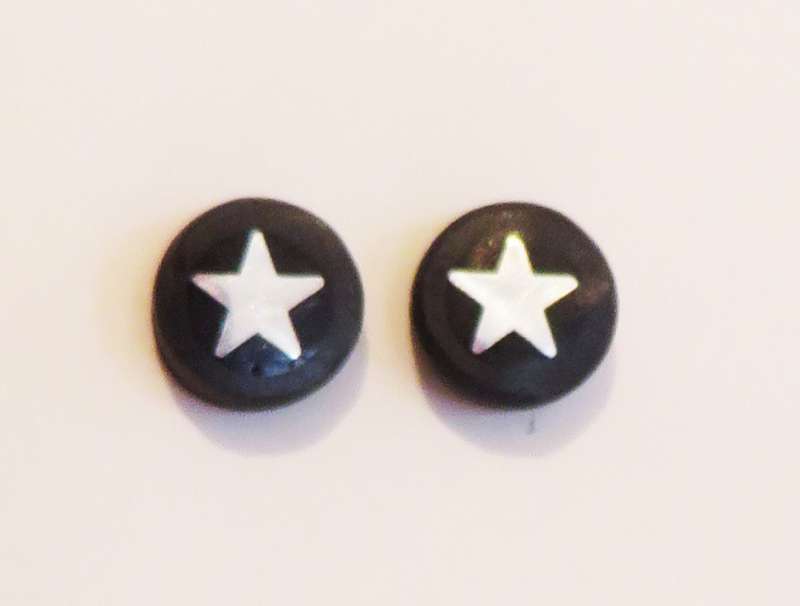 Black slate with silver star tiny disc stud earrings