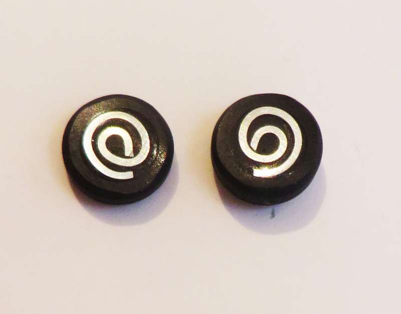 Black slate with silver spiral tiny disc stud earrings