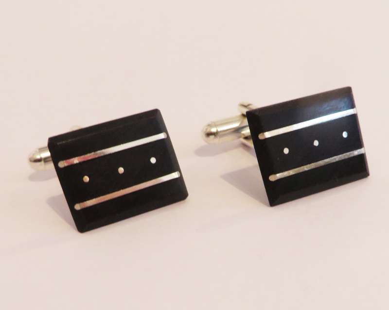 Black slate line and point tablet cufflinks