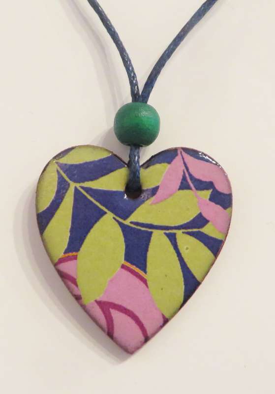 Pink and Green Leaf Pendant